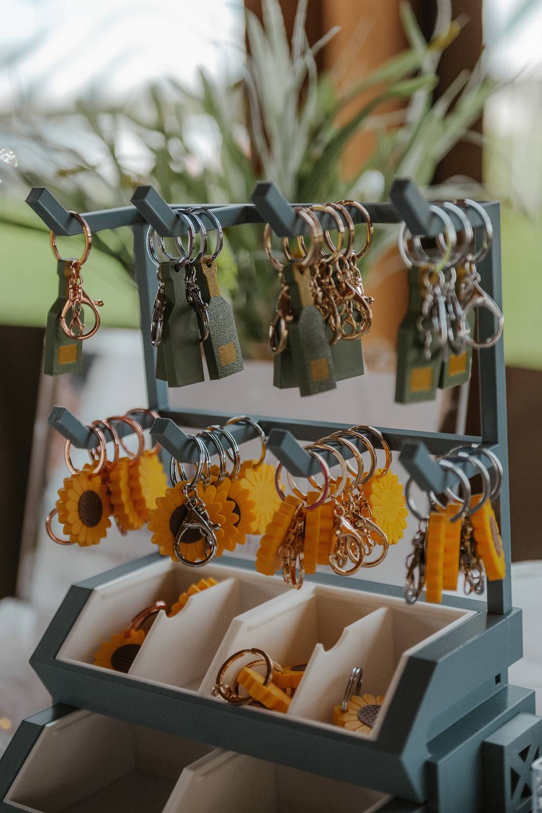 Sunflower and sage TapLoops on the rack at the Bougie Picnic